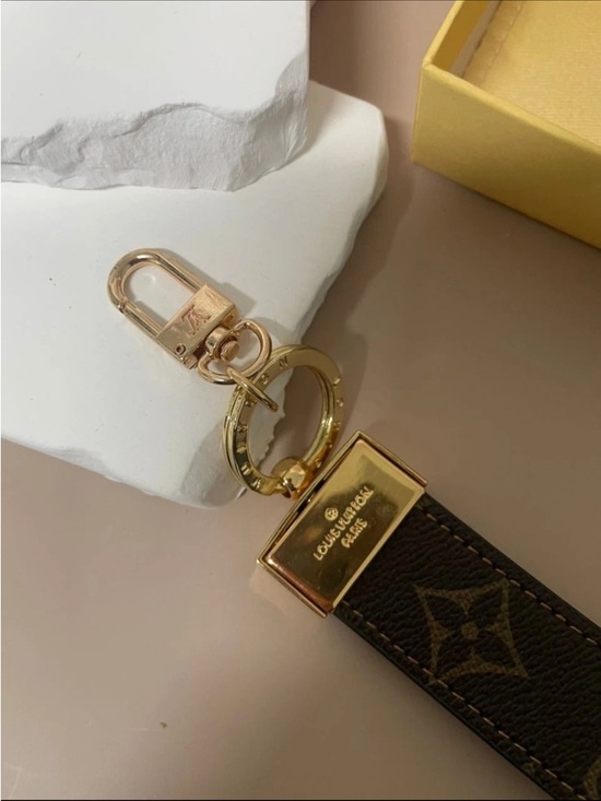 Louis Vuitton Brown Monogram Leather Key Fob with Gold Hardware main image 5